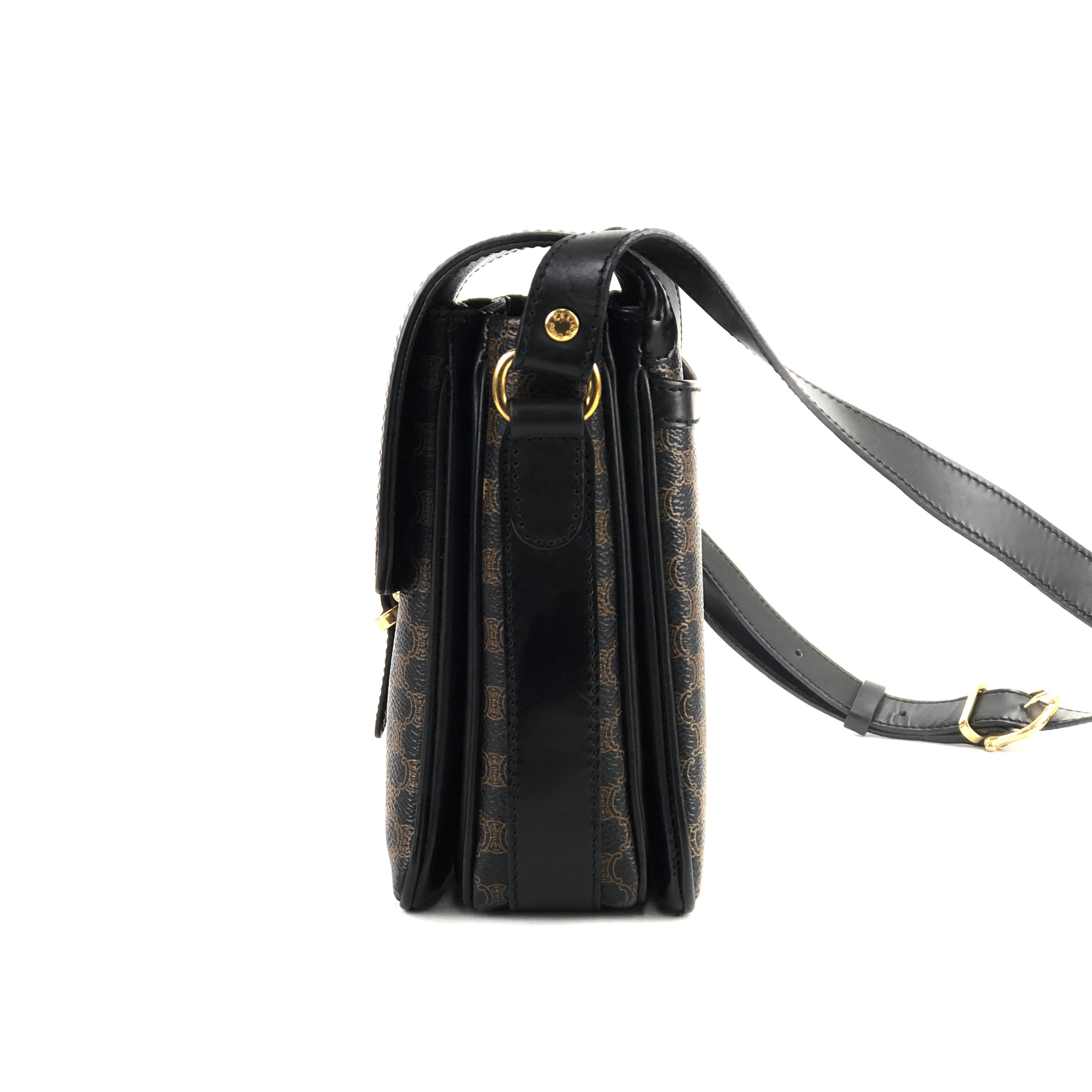 CELINE セリーヌ マカダム フロントベルト PVC×レザー ショルダー