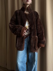 rich brown mouton jacket-5143-1