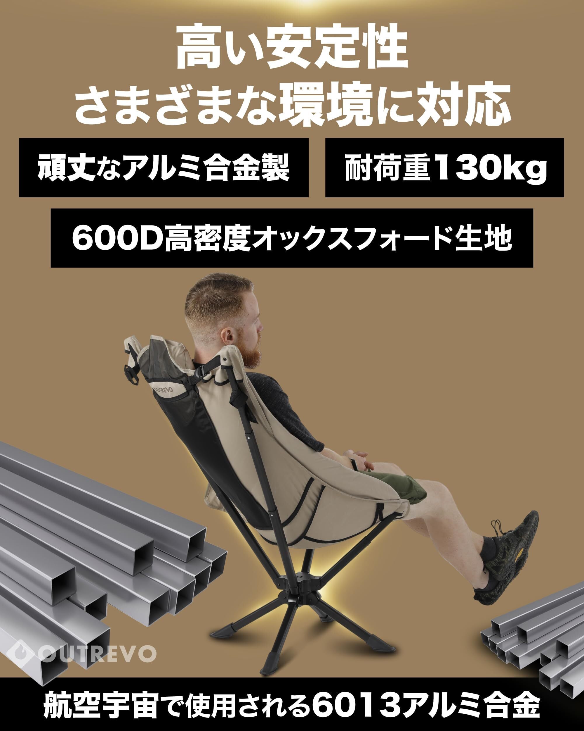 2個セット OUTREVO【リボルバープラス】360度回転 アウトドアチェア OUTREVO [リボルバープラス] 360度 回転 アウトドアチェア