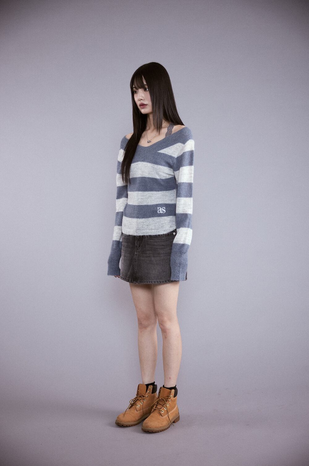 as”on] PONY STRIPE KNIT / BLUE 正規品 韓国ブランド 韓国通販 韓国