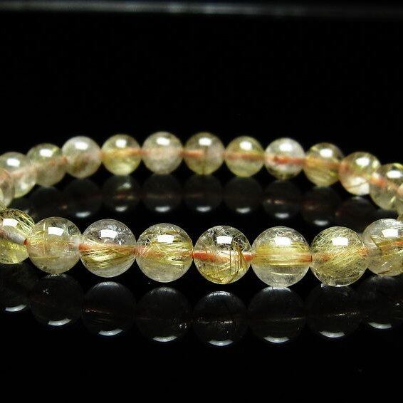 ルチルクォーツ ブレスレット 7mm タイチンルチルクォーツ タイチンルチル 一点物 メール便可 [M便 1/10] 111-49036