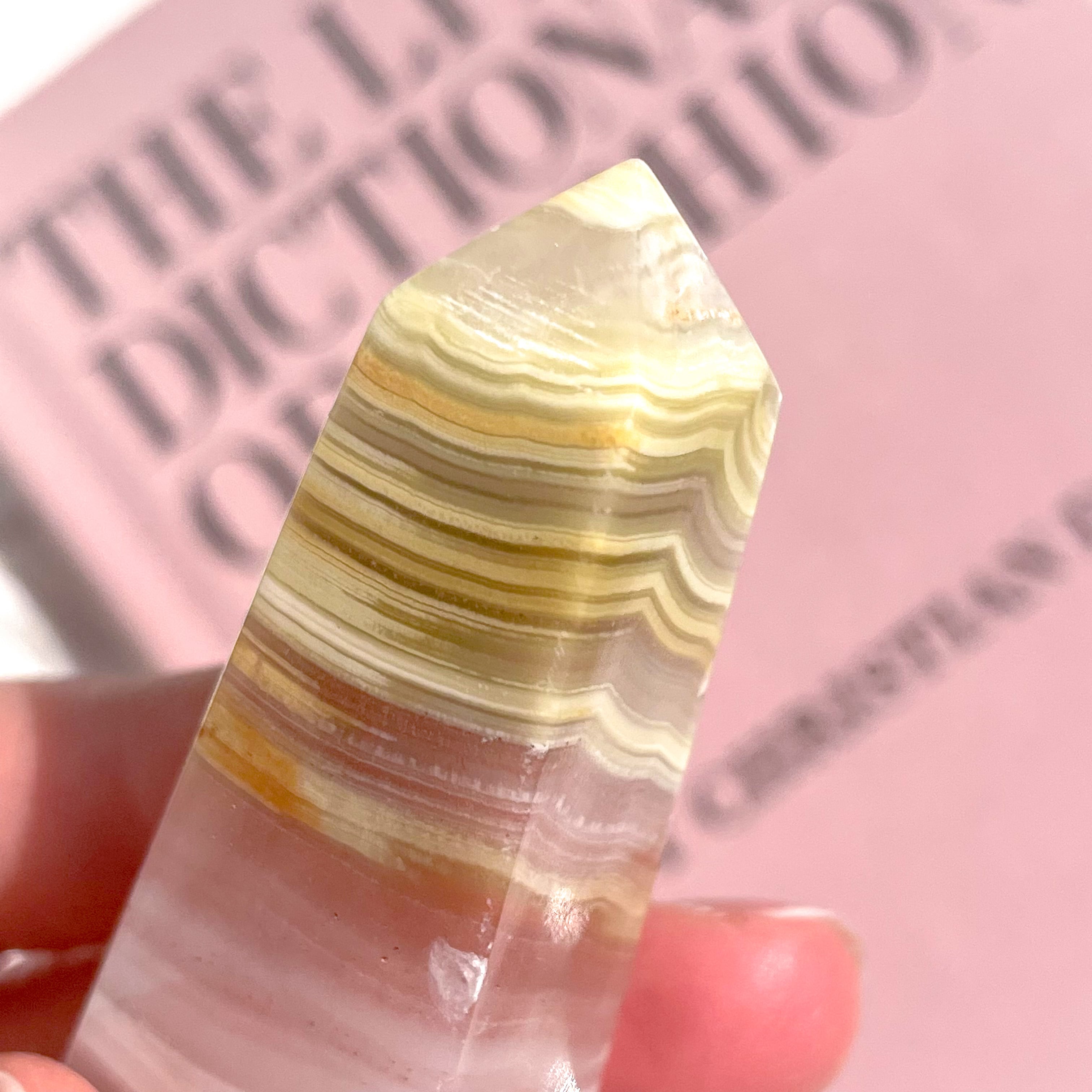 Pink Banded Calcite Point 4 ✧ ピンクバンデッドカルサイト | FLUXY