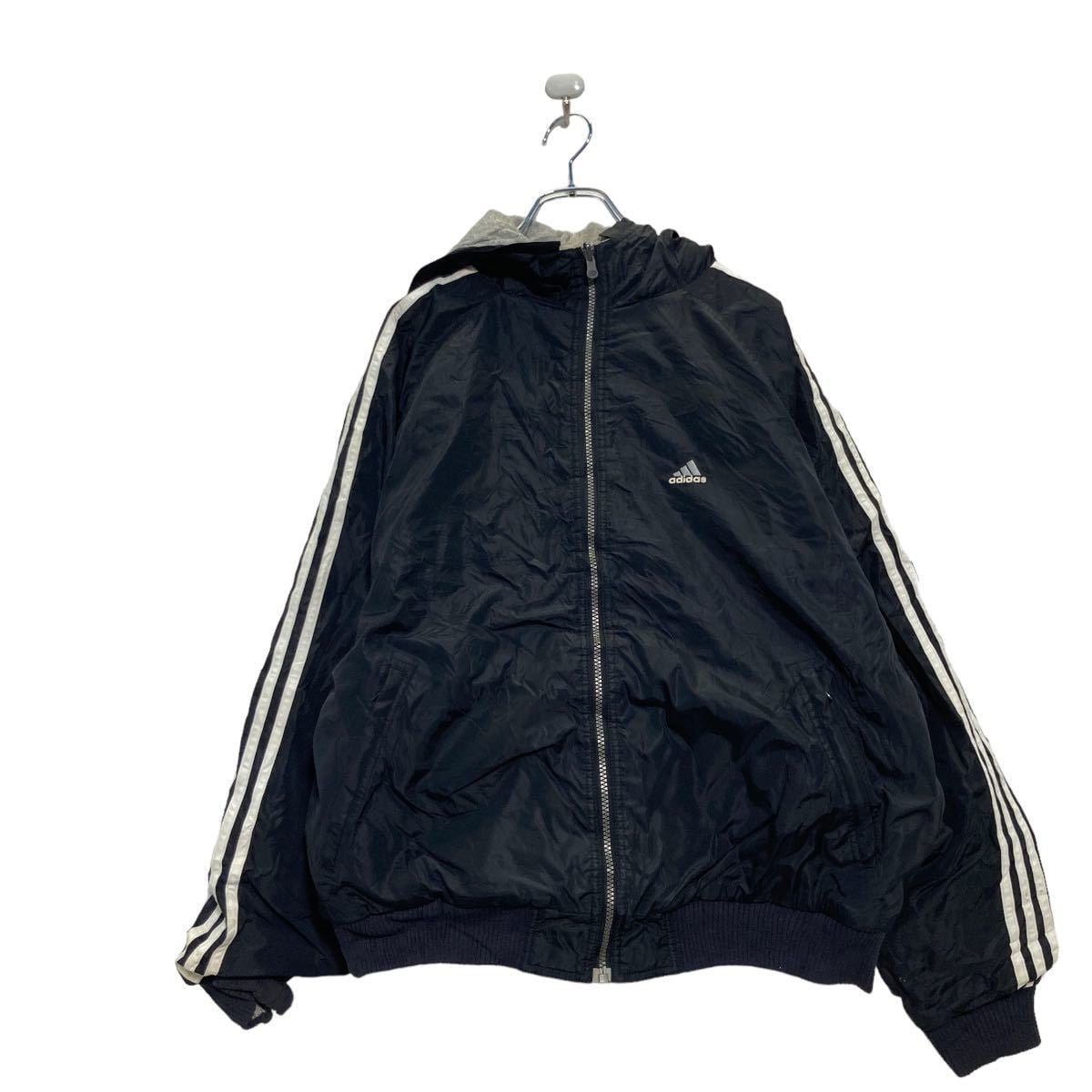 adidas ジップアップ ナイロン ジャケット XL〜 ブラック ホワイト