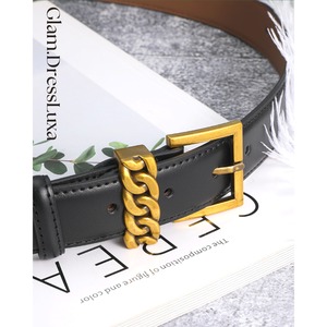gold chain leather BELT/3color_AC75