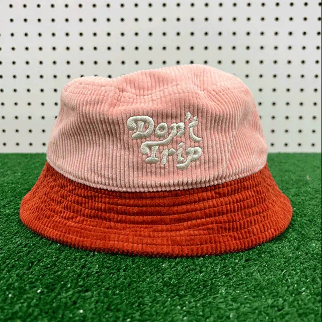Free & Easy | Free & Easy Don't Trip Two Tone Fat Corduroy Bucket Hat | Pink/Brick