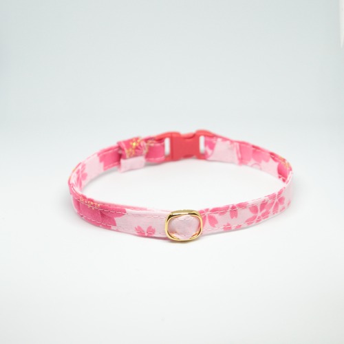 猫セーフティ首輪　#015JS桜と蝶々（ピンク）　 Family Ties