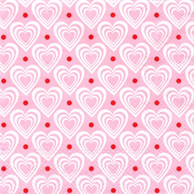 北欧【Krasilnikoff】バラ売り1枚 ランチサイズ ペーパーナプキン 3D HEARTS ピンク