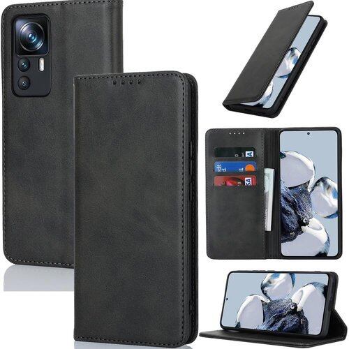 xiaomi 12t pro ケース 手帳型 xiaomi 12t pro カバー シャオミ 12t pro カバー カードスロット、キックスタンド レザー ブラック 2322