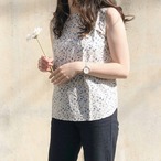 【綿100%】大人可愛い 花柄ノースリーブ｜ネイビー｜サムネイル11