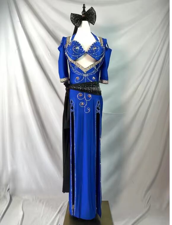 【美品 フラダンス用衣装】ブルー Mermaid Line MMJ ワンピース MMJ Mermaid Line マウナロア ワンピース ドレス フラダンス MMJ