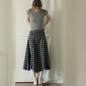 Noir Check Flare Skirt F0672