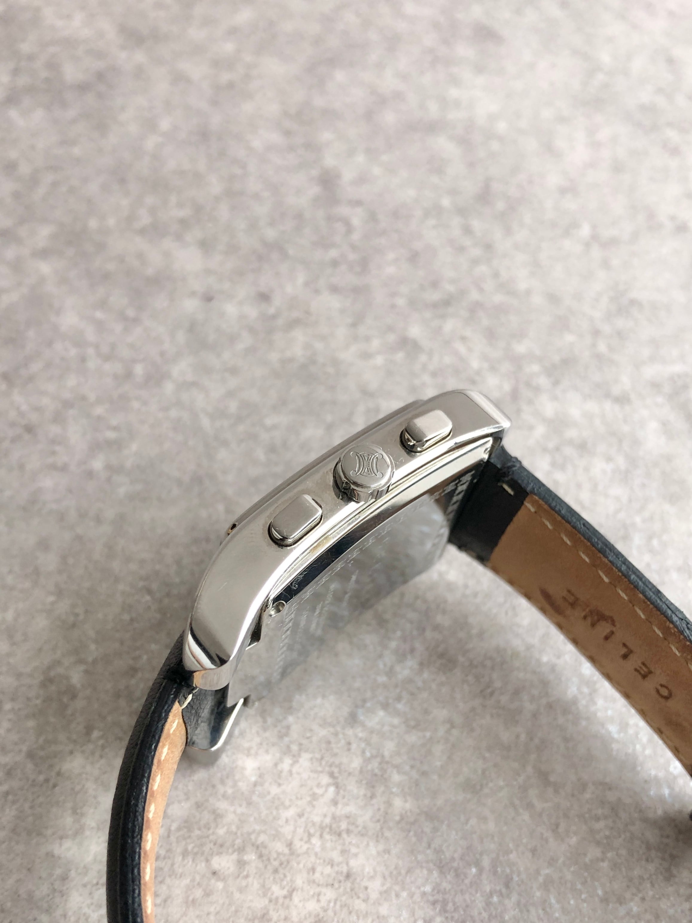 CELINE セリーヌ 腕時計 ブラック クロノグラフ ブラゾン レザー