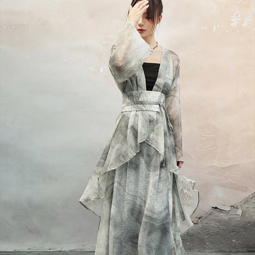 チャイナ風 中華服 ジャケット カーディガン シースル— 大青龍肆 夏服 20代 30代ファッション