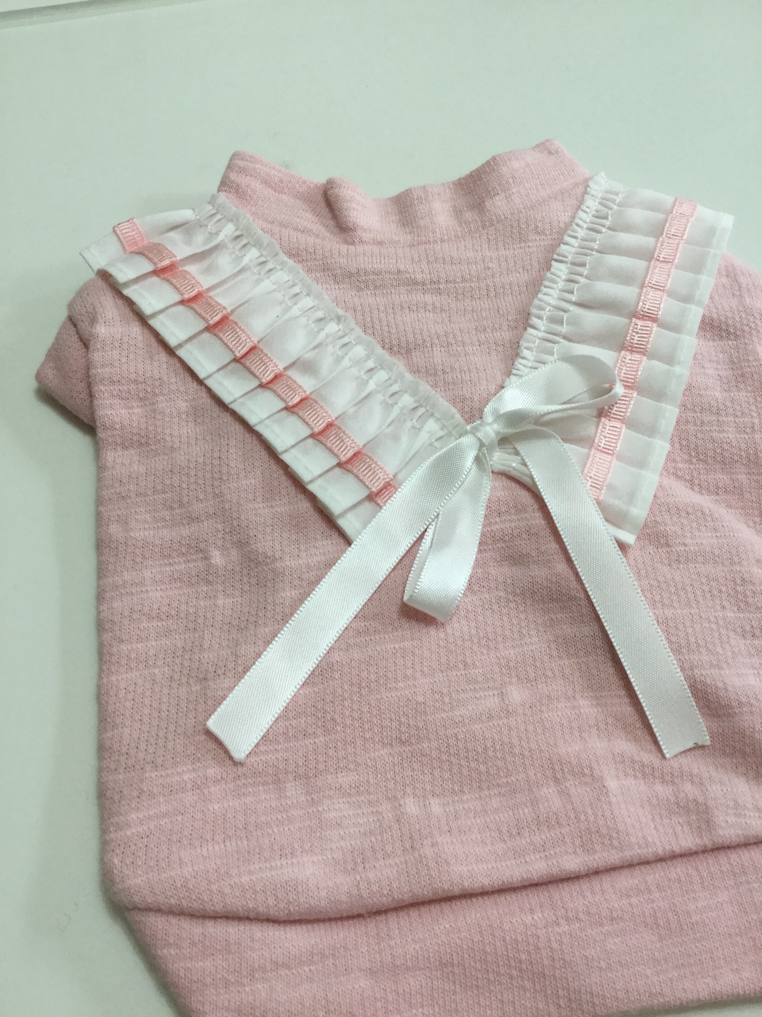 ３。犬 服 韓国 Tシャツ ネイビー ピンク 袖あり セーラー風 春 夏物