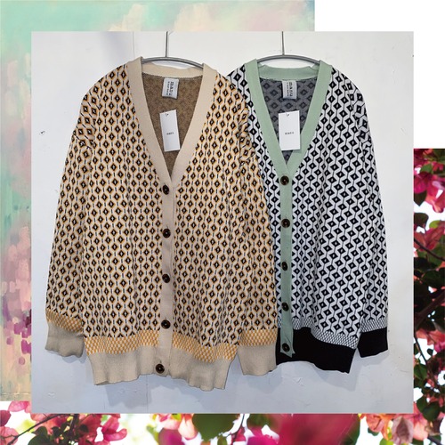 select 11124:jacquard cardigan (2colors)