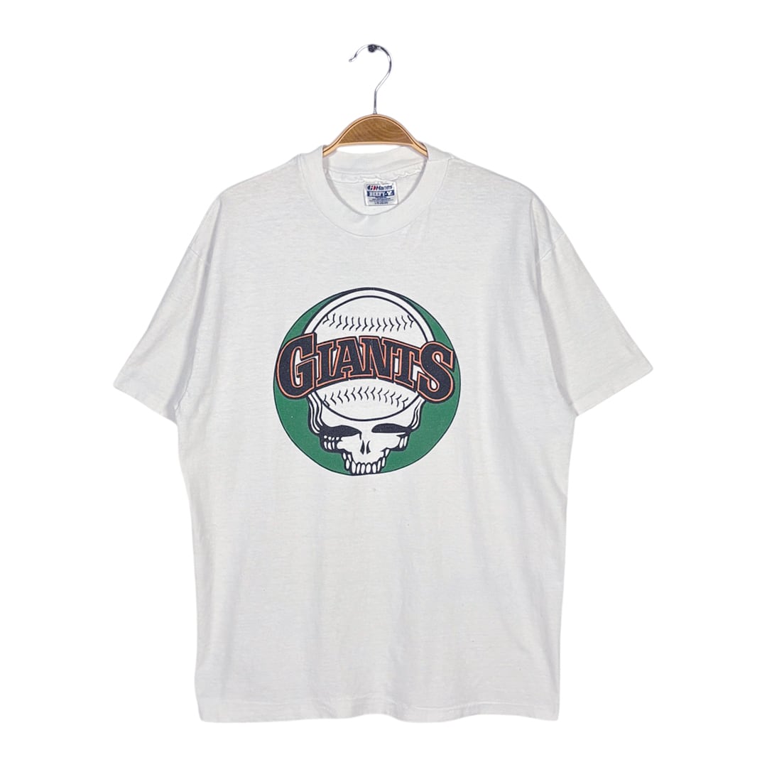 90s グレイトフルデッド × サンフランシスコジャイアンツ USA製 ヴィンテージ Tシャツ ロックT バンドT ホワイト シングルステッチ GRATEFUL DEAD サイズL AA0043