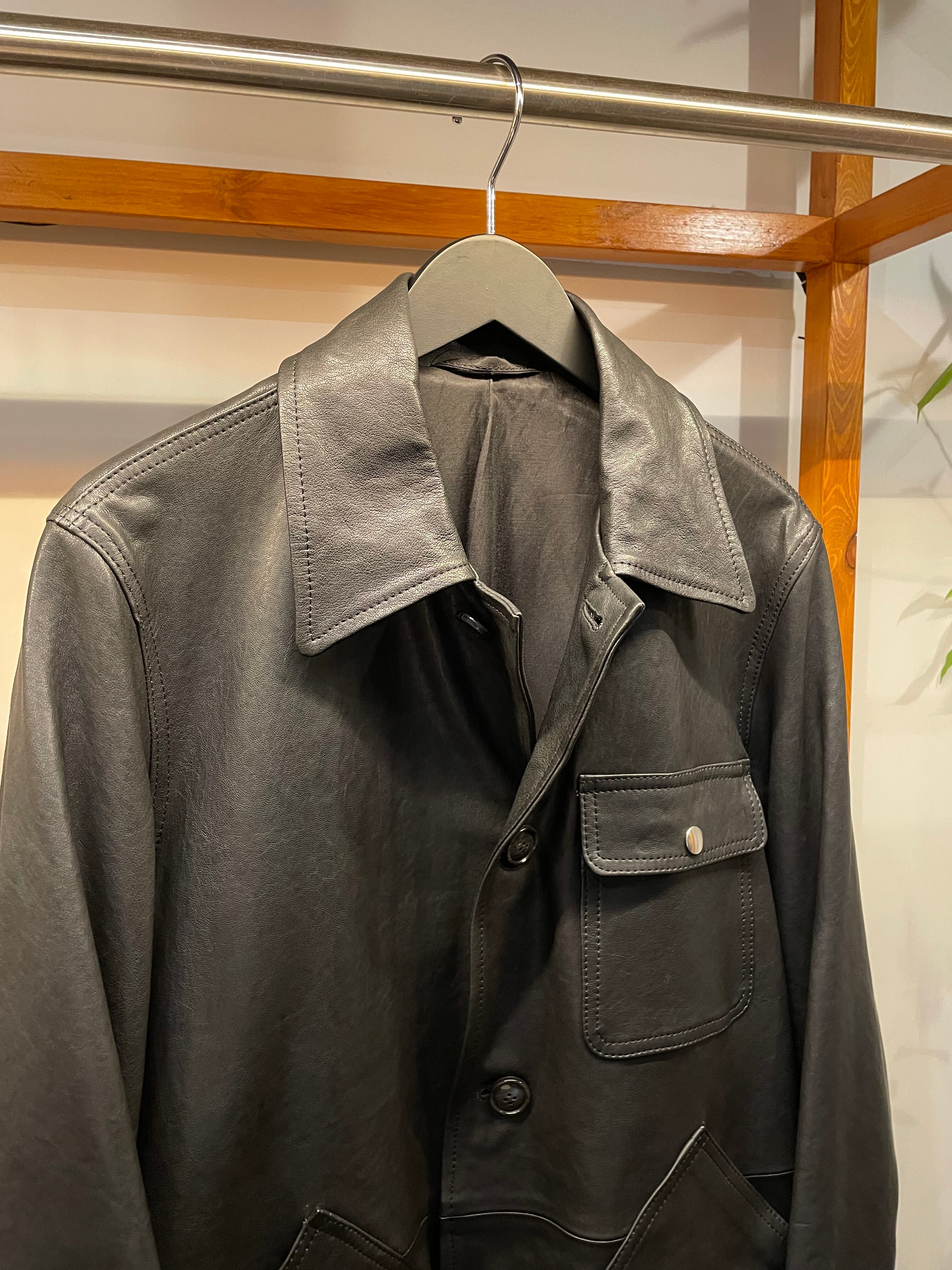 ernie palo LEATHER HUNTING JACKET BLACK