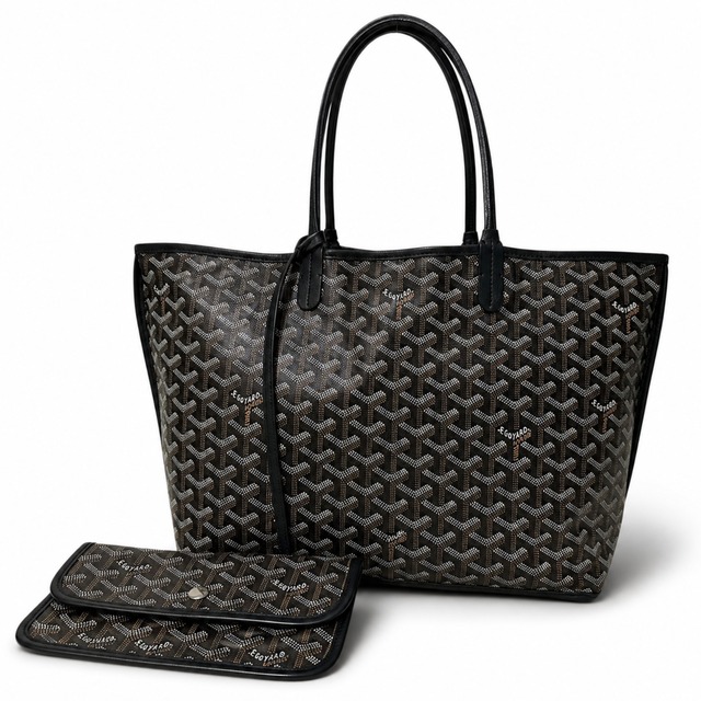 Extremely Rare ◇ GOYARD Ange PM Tote Bag, Herringbone Print, Black, Men's, Women's, Unisex