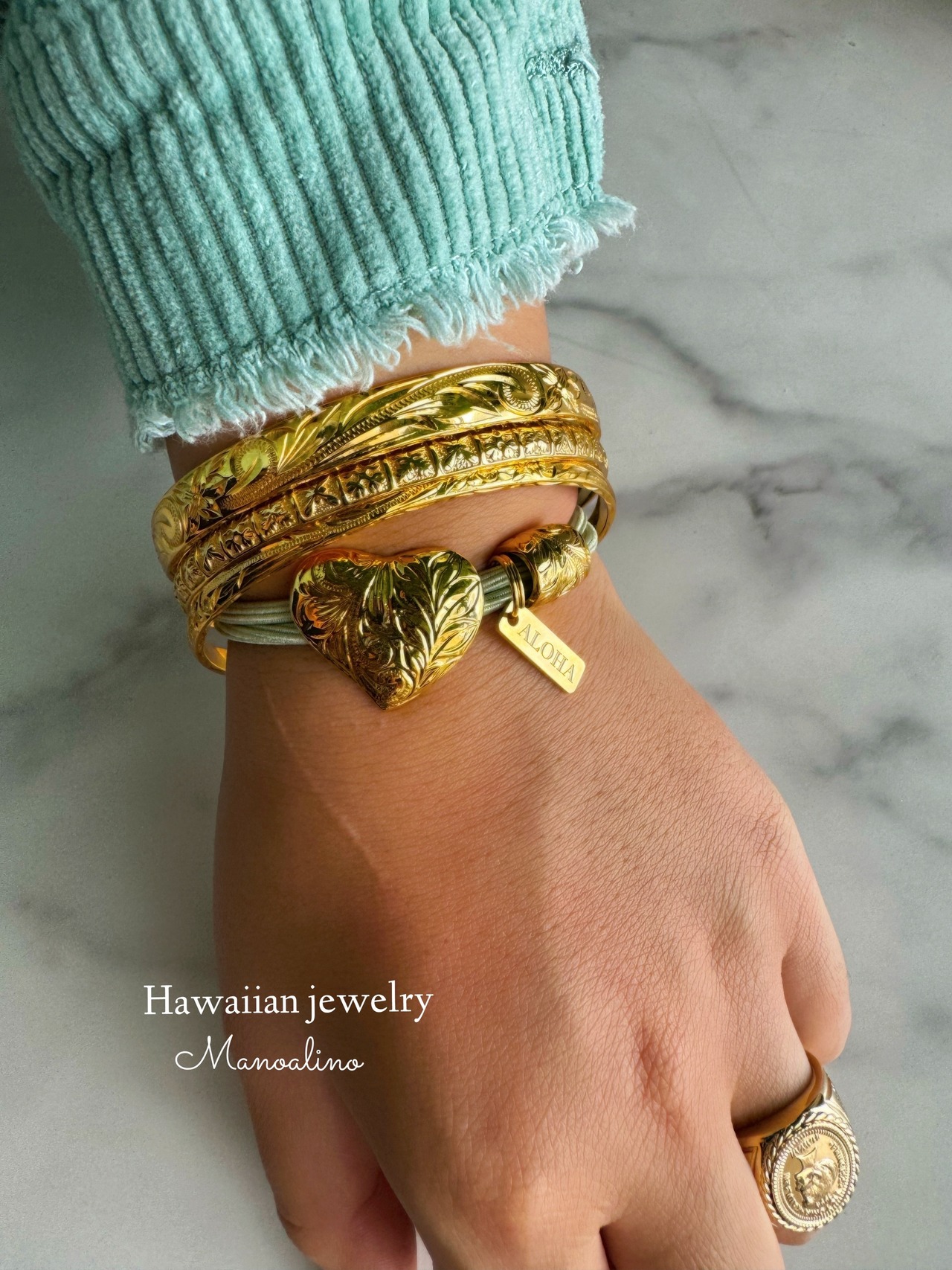 【5color】Pu'uwai hear hair accessoryHawaiianjewelry(ハワイアンジュエリーヘアゴムハート)