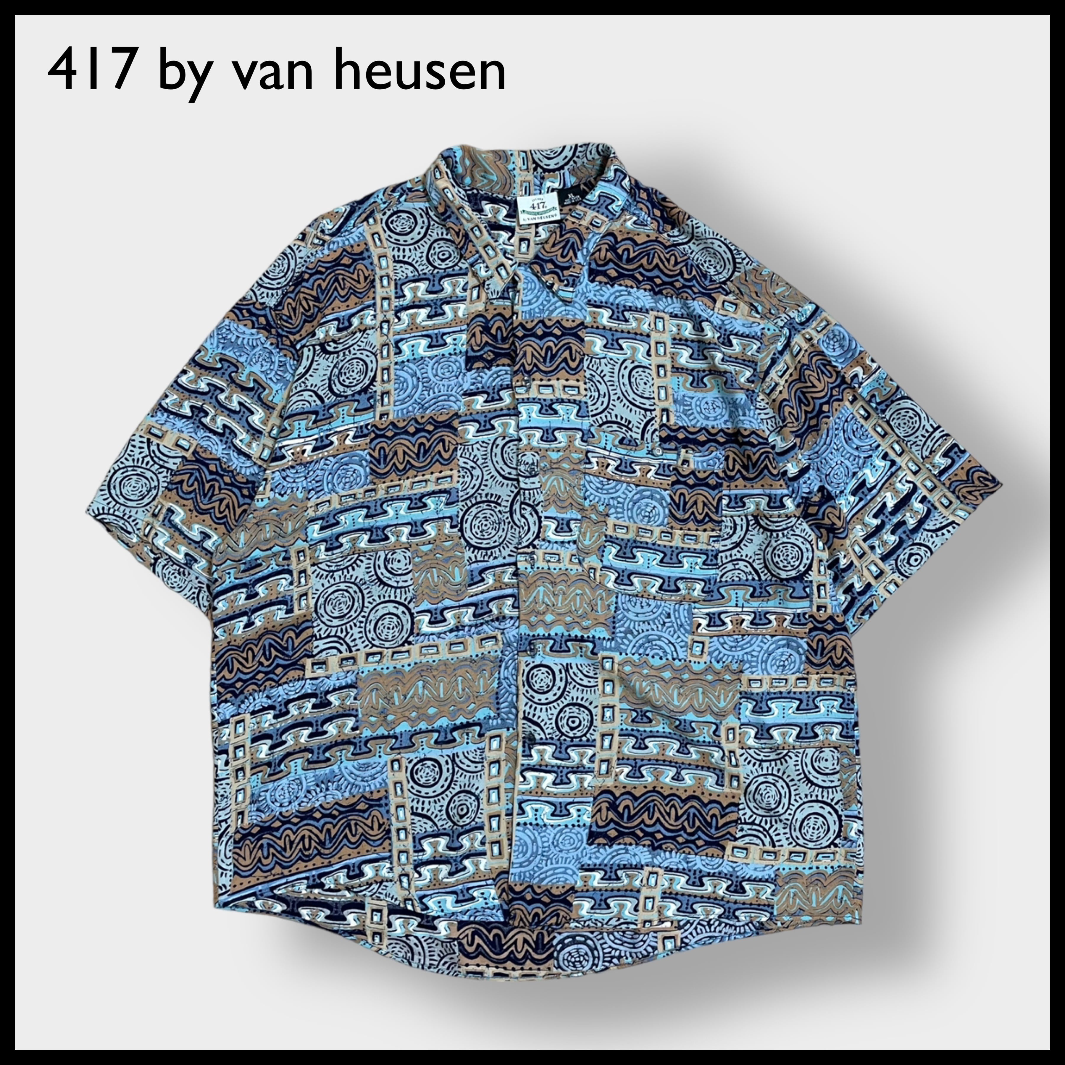 417 by VAN HEUSEN】USA製 半袖シャツ 柄シャツ 総柄 オールパターン ...