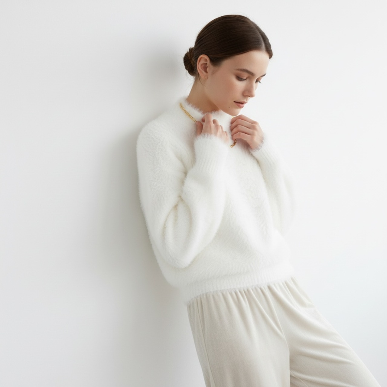 Shaggy High Neck Knit
