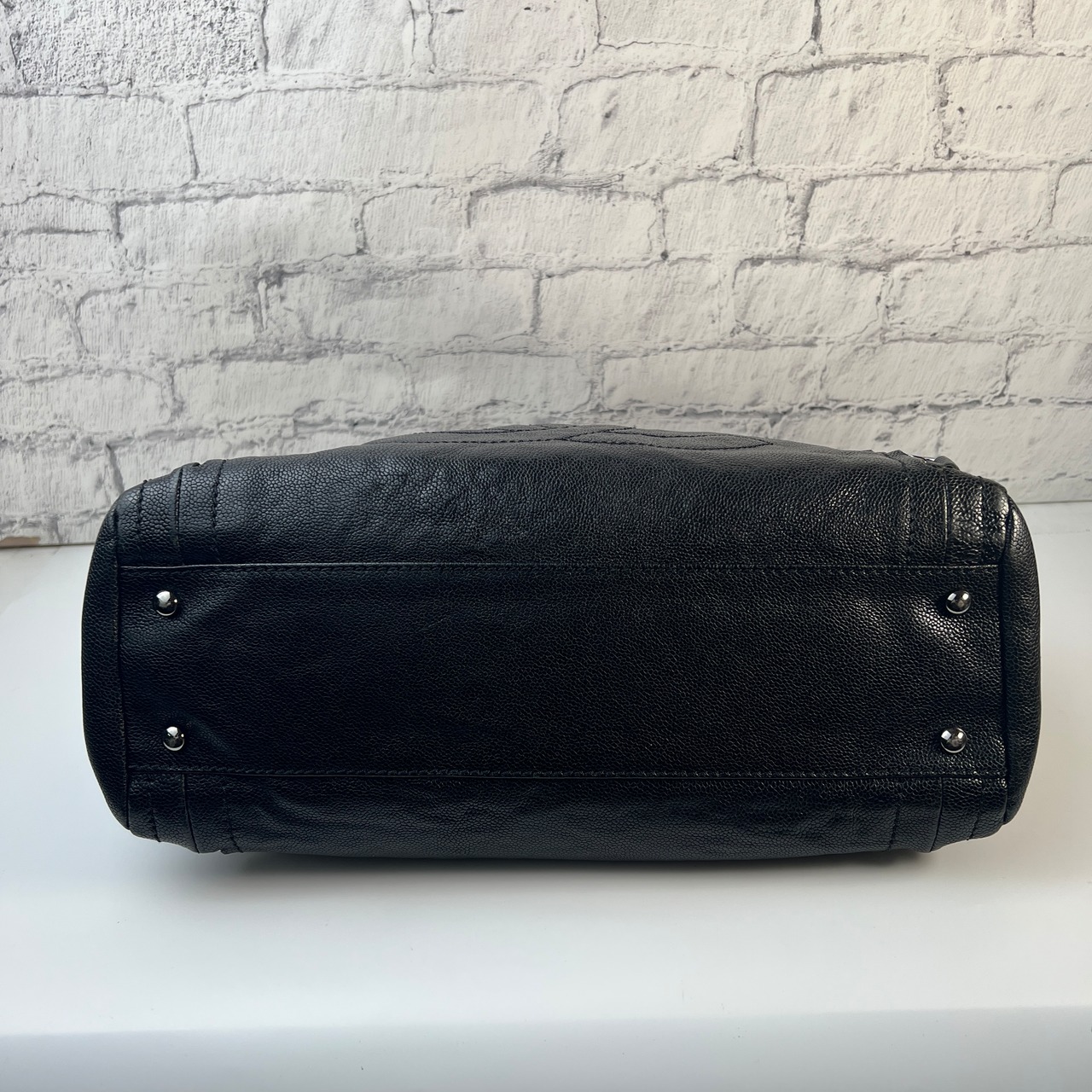 【最終処分SALE】CHANEL シャネル ココマーク ココステッチ キャビアスキン ハンドバッグ ブラック A-8111