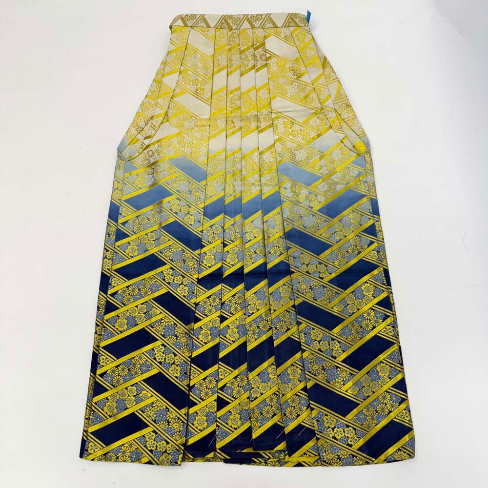 袴 行灯袴 男袴 紐下丈92cm 男性用袴 2Lサイズ 成人式袴 金 青 中古 4658