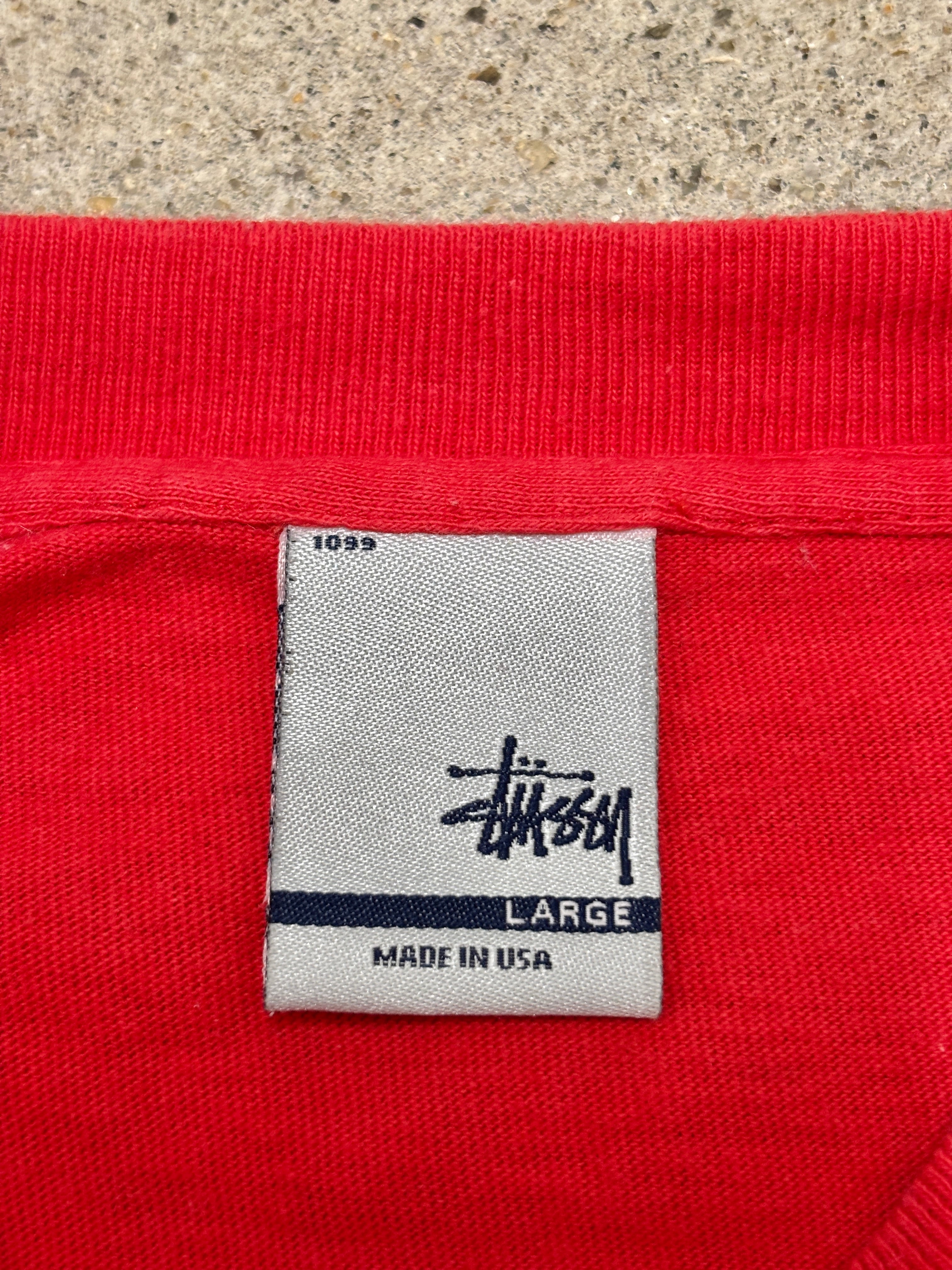 00s OLD STUSSY/師社西 print Tee/USA製/銀タグ/L/ロゴプリントTシャツ
