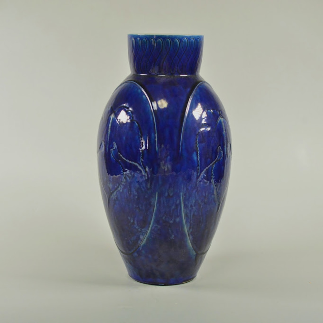 月夜野工房】TSUKIYONO☆耳付き 青色 暈し 花器 オブジェ☆花瓶 月夜野工房】TSUKIYONO☆耳付き 青色 暈し 花器 オブジェ☆花瓶