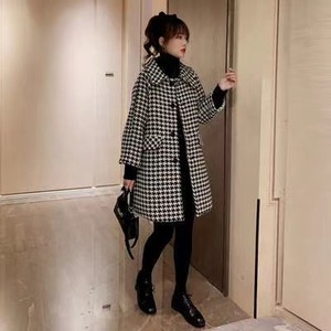 ラウンドカラー千鳥柄コート