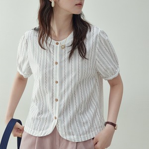 striped shirt with puff sleeves