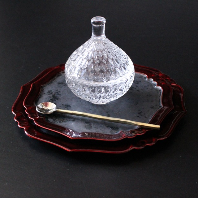 窯変黒　玉虫　四方輪花重　(芦屋貴兆陶家×冨樫孝男)　