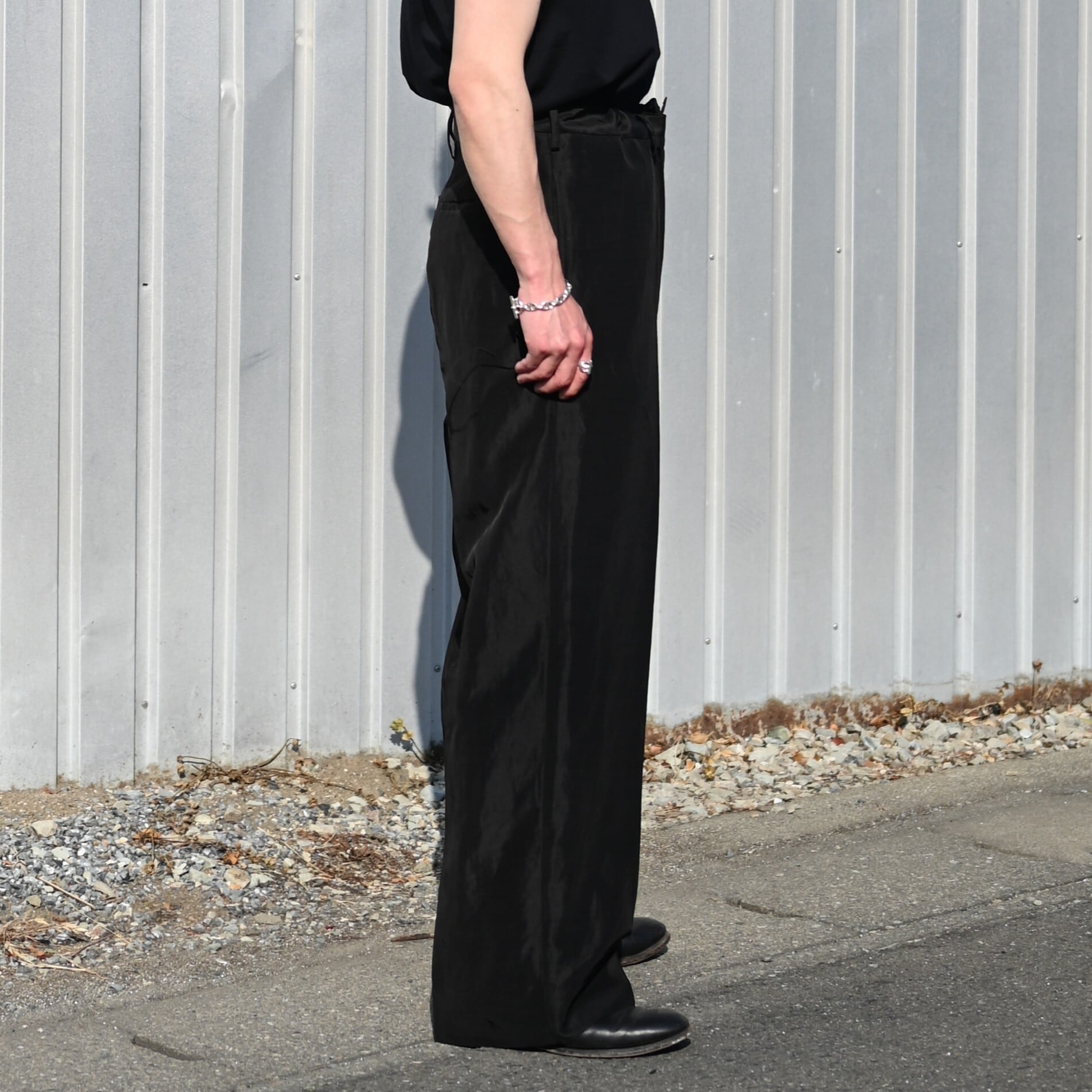Nonnotte / Draw Cord Wide Straight Trousers | GANKO