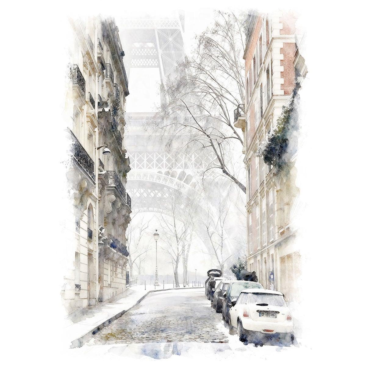 絵画 風景画(街並み) フランス パリ エッフェル塔 インテリアアート額付き 水彩画・油絵調 WAT0735