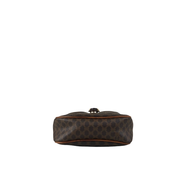 CELINE セリーヌ マカダム ショルダーバッグ ブラウン ブラゾン型押し フロントバックル PVC レザー ミニバッグ vintage ヴィンテージ オールド vryvsx