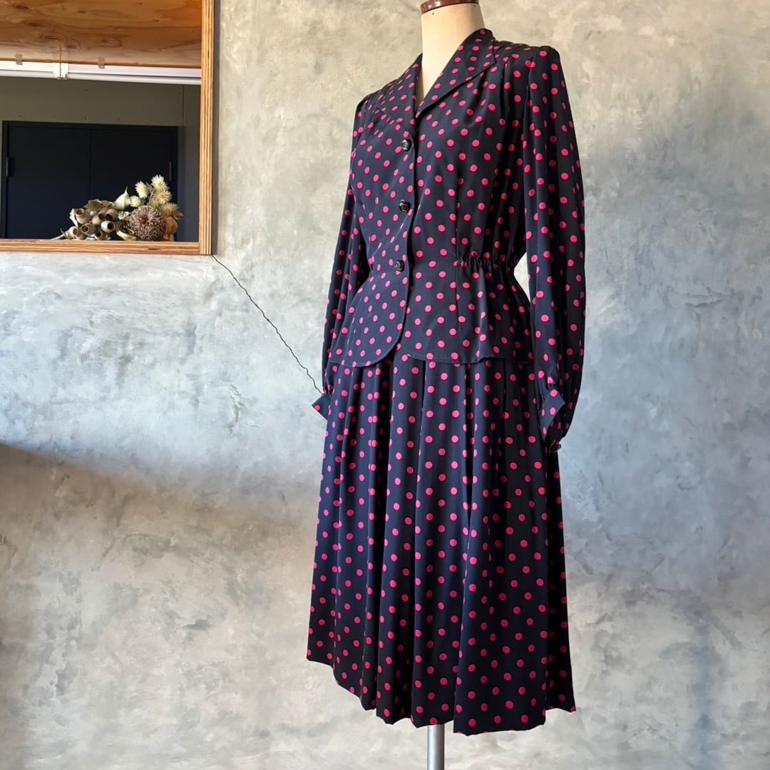 コムコム水玉模様 コート ネイビー S コムコム水玉模様 コート