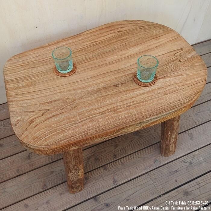 極厚オールドチーク テーブル 幅86.5cm × 奥行63.5cm × 高さ46cm 無垢