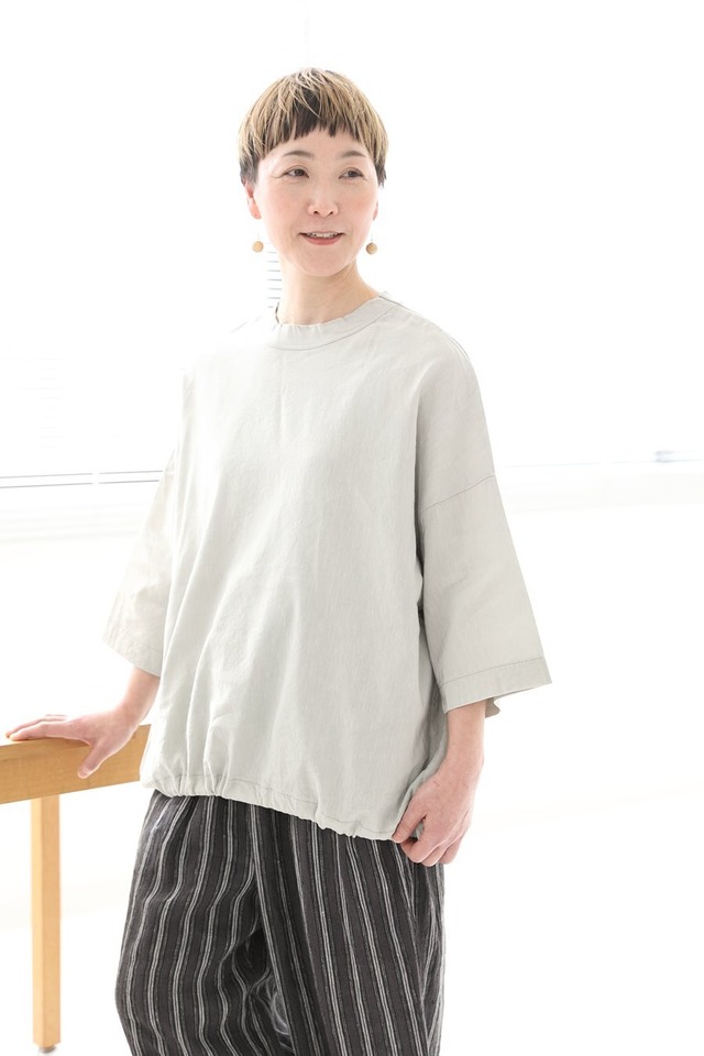prit　7分袖裾ひもプルオーバー