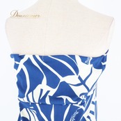 フラダンス 衣装 ワンピース ドレス ブルー系 ホワイト系 ツーカラー チューブトップ かわいい 華やか 鮮やか 明るい 爽やか 青 白 ハワイアン アロハ ハワイアンプリント フラ ダンス レッスン 練習 リゾート ビーチ カジュアル おしゃれ パーティー