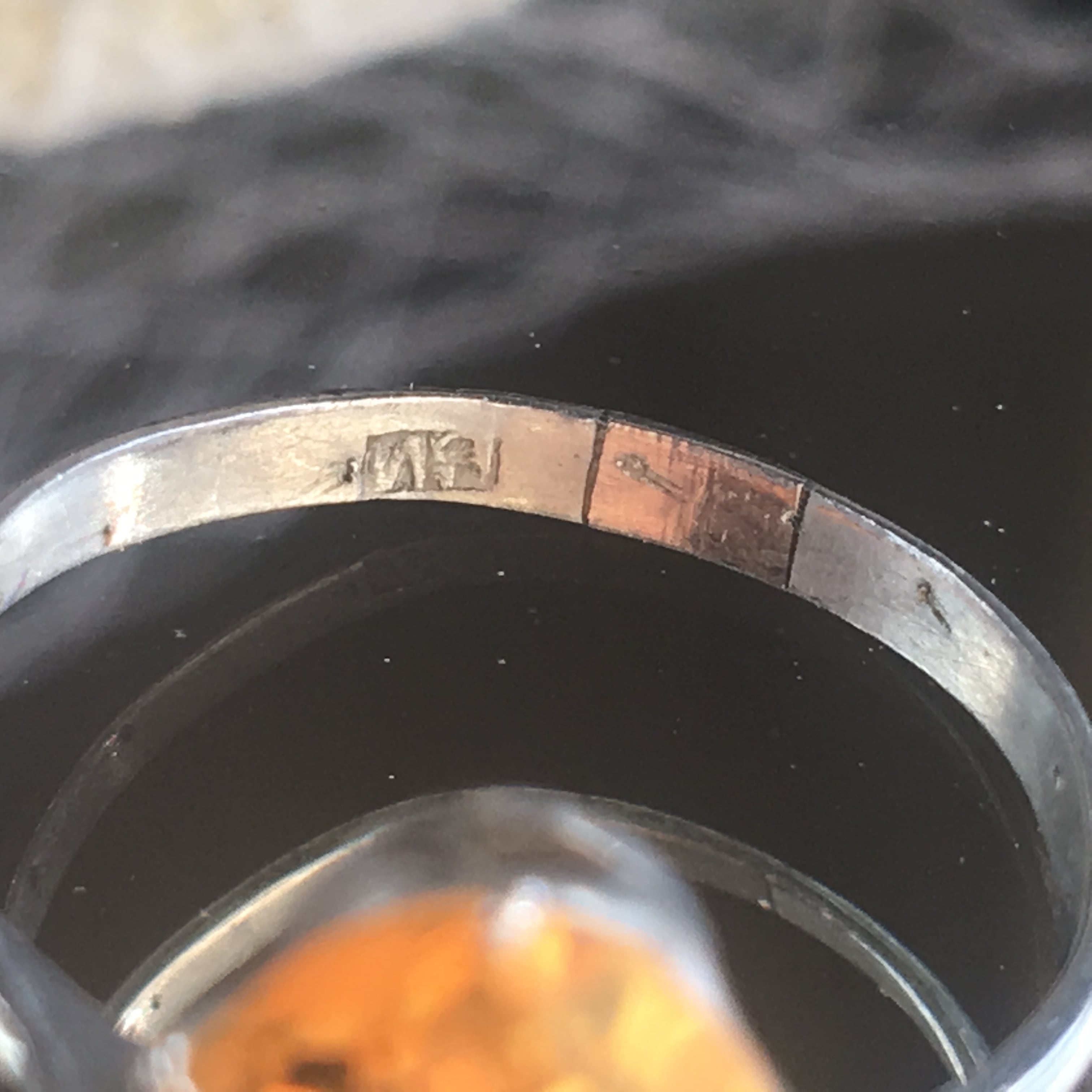 昭和初期 シトリン多面カット クラウン留めリング