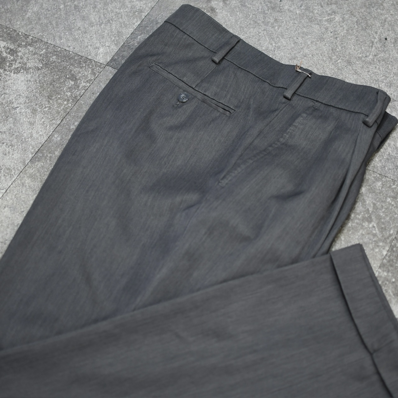 Geoffrey Beene 杢調 drape silhouette gray slacks