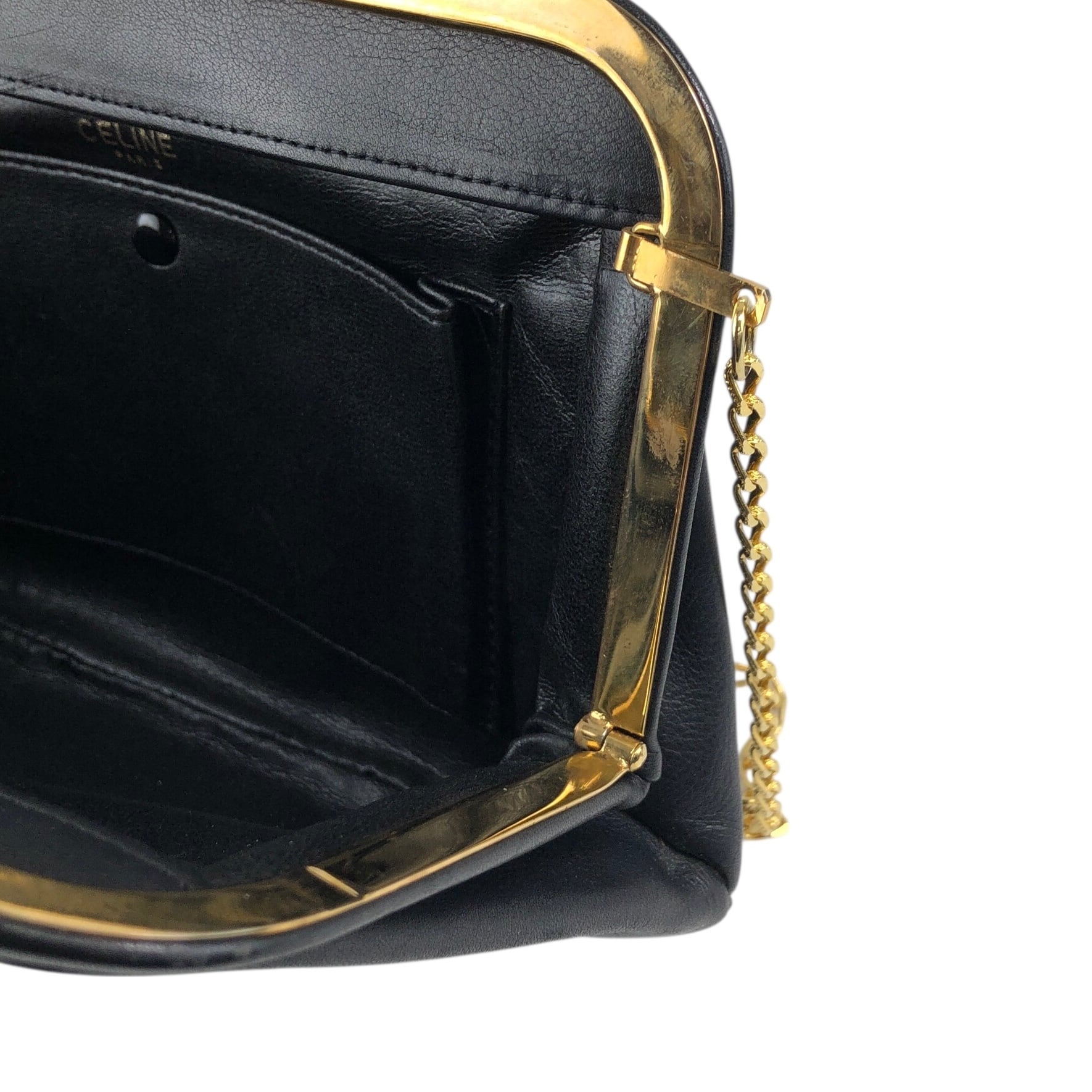 CELINE セリーヌ ショルダーバッグ ブラック ブラゾン レザー がま口