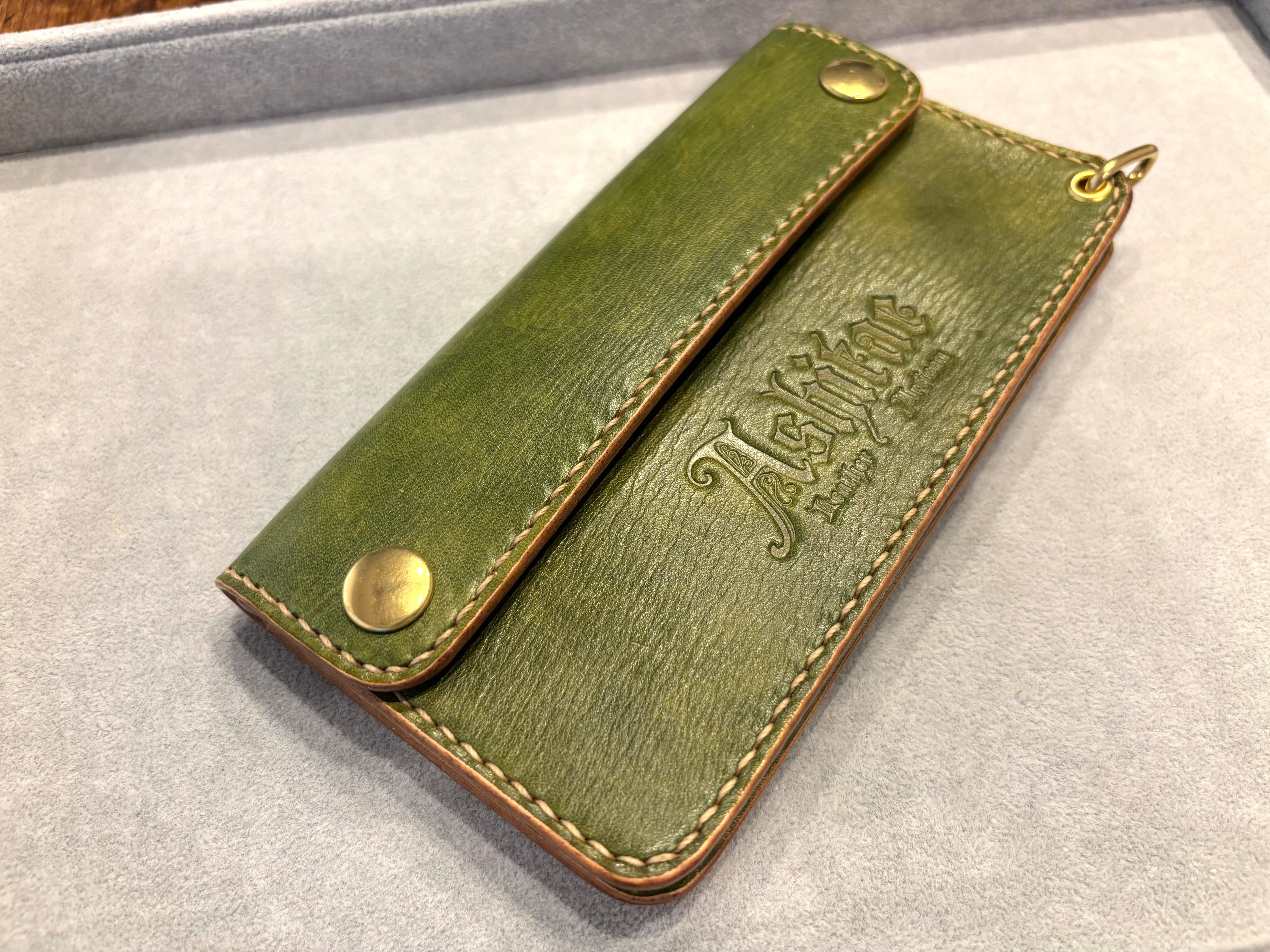 トラッカーウォレット TW01-GR 緑 グリーン 長財布 本革 | ashitae