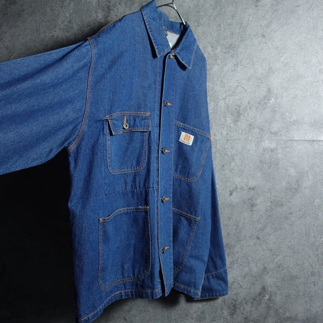 Machope マックホープ メンズ カジュアル デニム カバーオールジャケット ワークジャケット サイズＬ Machope” 4 Pocket & Stitch Design Denim Coverall | 古着屋 FORCE