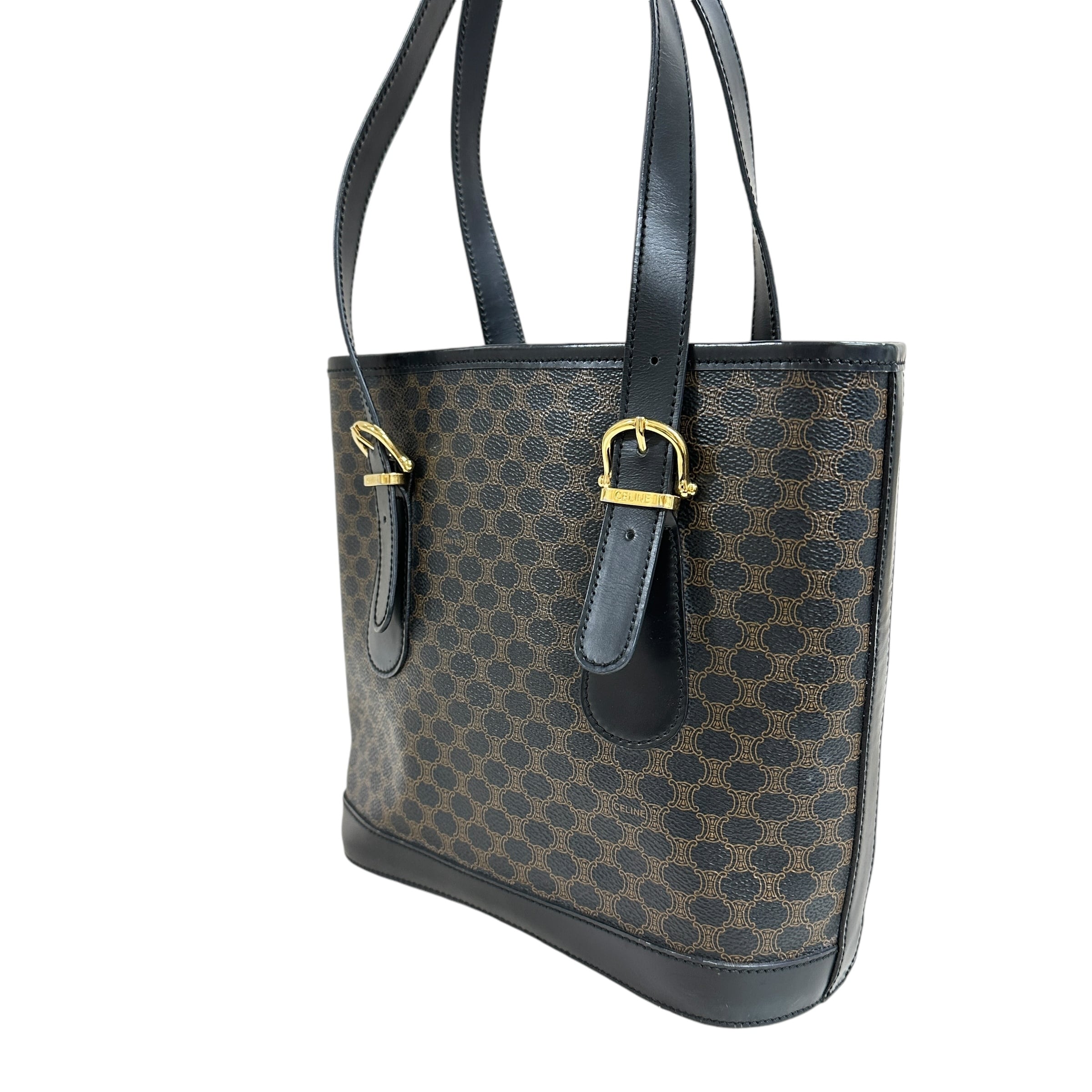 【廃盤】CELINE ブラック トートバッグ　ハンドバッグ CÉLINE ハンドバッグ ブラック/ブラウン