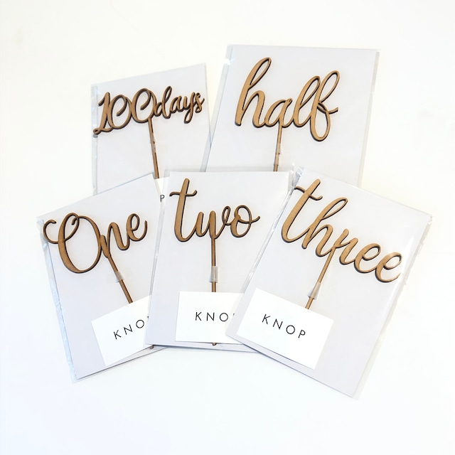 KNOP クノップ　ケーキトッパー / 英語　ナンバー　half・one・two・three