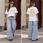 不動明王達磨  WHITE×GOLD S/S T-Shirt