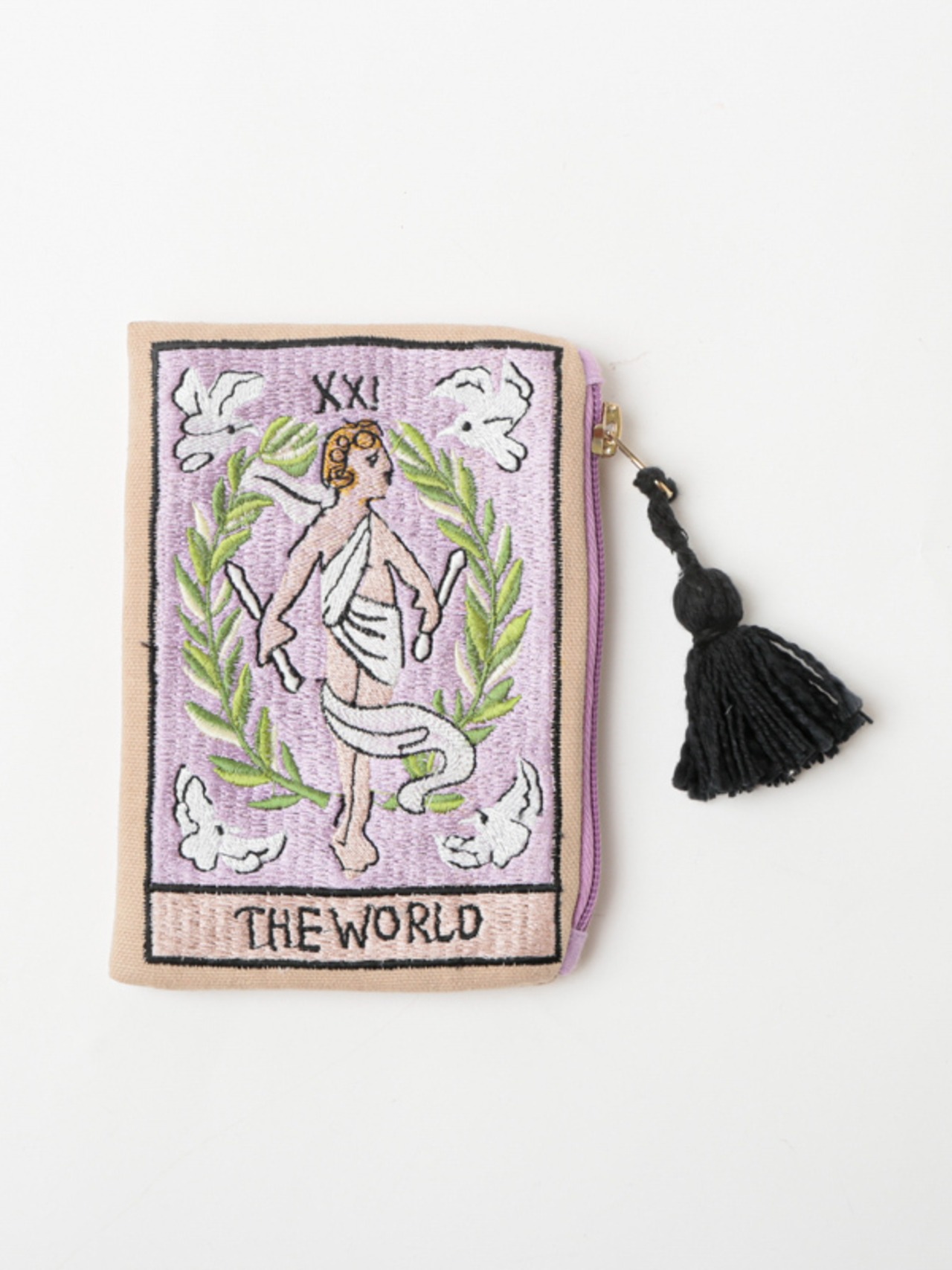 タロット刺繍ポーチ（THE WORLD）