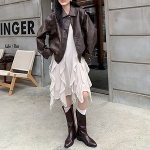 faux-leather oversized jacket　J00429