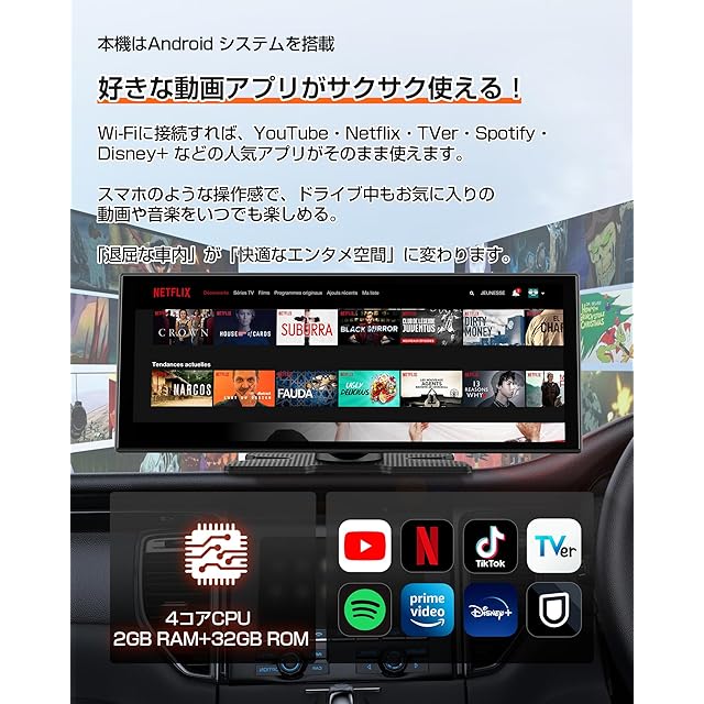 【GETPAIRR】11.4インチ ポータブルディスプレイオーディオ ポータブルディスプレイオーディオ